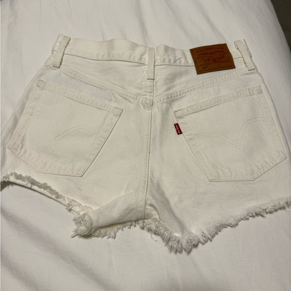 Levi's White Distressed Jean Shorts - Picture 2 of 2